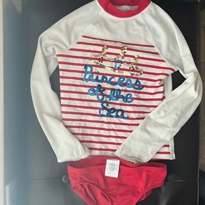 Size 6 girls lands end swim suit set